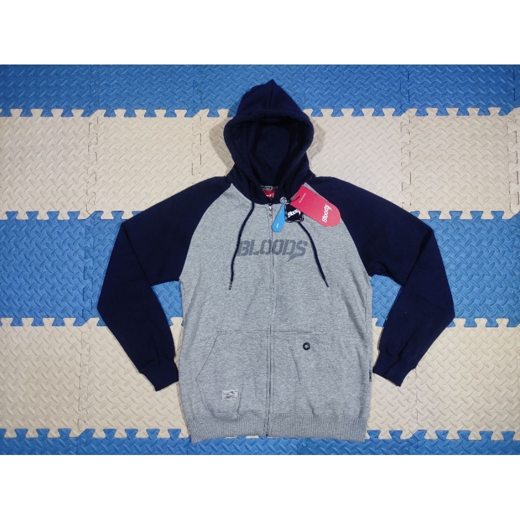 Jaket Hoodie Bloods lung 02 Grey Navy Original