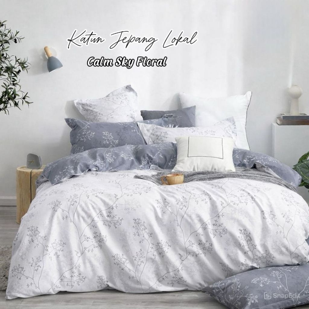Sprei dan Bedcover Set Katun Jepang Lokal Cvc Premium Halus Adem / Selimut katun / sprei motif bunga