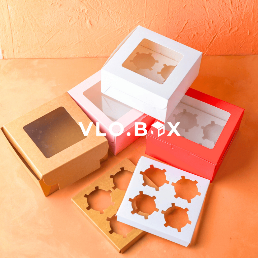 Kotak kue cupcake isi 4 | kotak egg tart | box cupcake hampers | kotak kue pudding egg tart brownies