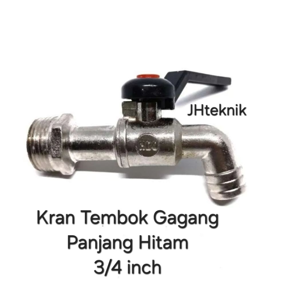 Kran Air 3/4 inch/Kran Gagang Hitam Panjang 3/4"/Kran Tembok 3/4 inch/Kran Taman 3/4" Kwalitas Bagus