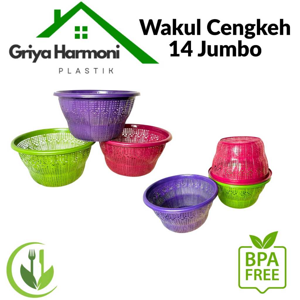 (PAHE 4 LUSIN) WAKUL CENGKEH 14 JUMBO - BAKUL TEMPAT NASI MOTIF LOVE - BESEK NASI BAHAN PLASTIK TEBA
