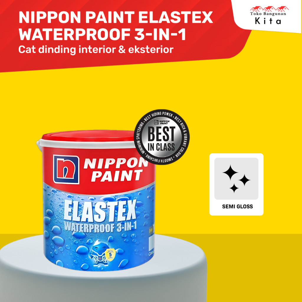 Nippon Paint Elastex Waterproof 3-in-1 - Cat Dinding Interior & Eksterior