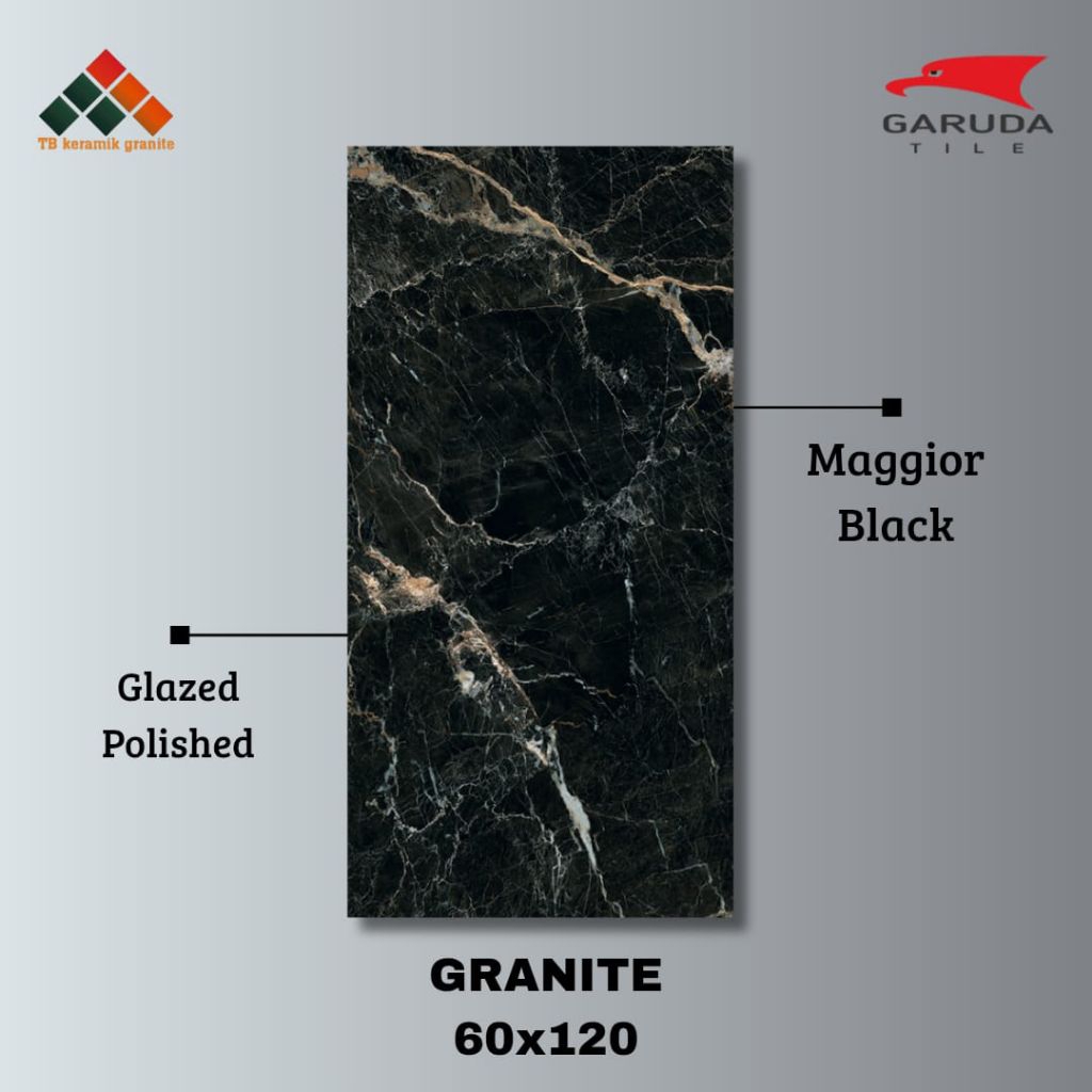 Granit 60x120 Garuda Tile Maggior Black / Glazed Polished