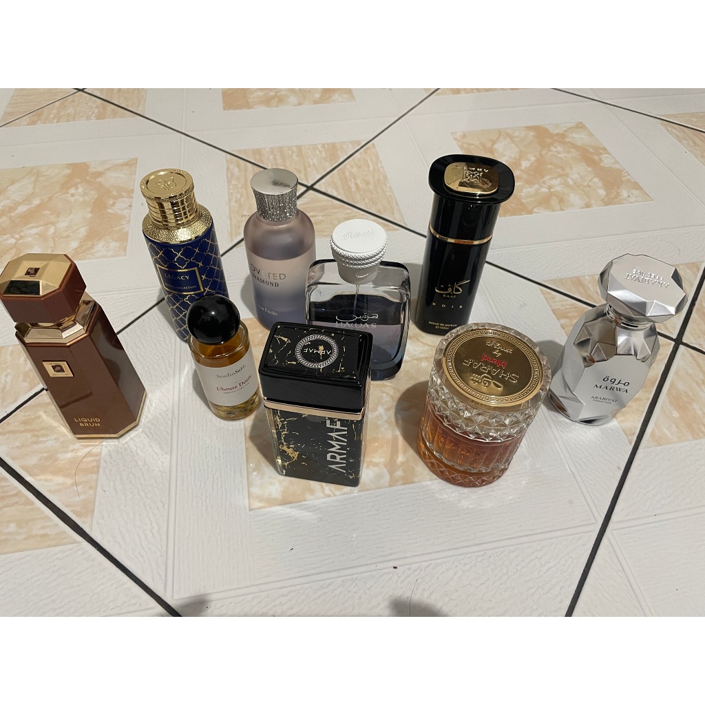 Parfume Prelove Hawas Ice, Liquid Brun by French Avenue, Zimaya Sharaf Blend, Arabiyat Prestige Marw