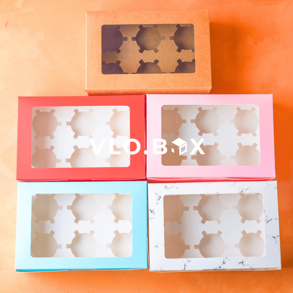 [1 SET ISI 10 PCS] Kotak kue cupcake muat 6 | kotak kue hampers lebaran natal imlek | kotak kue brow