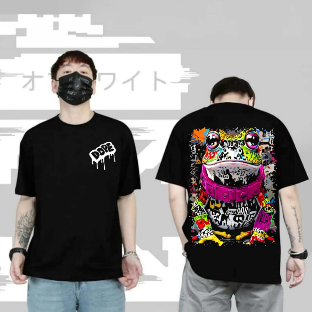 BAJU KAOS PRIA WANITA DEWASA T-SHIRT DOPE/KAOS BERMOTIF GAMBAR KODOK ABSTRACT GRAFITY/ATASAN WANITA/