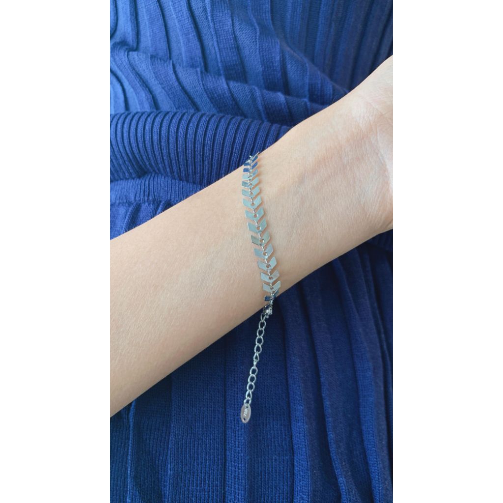 Gelang Tangan Titanium Silver - Gelang Titanium Wanita Anti Karat