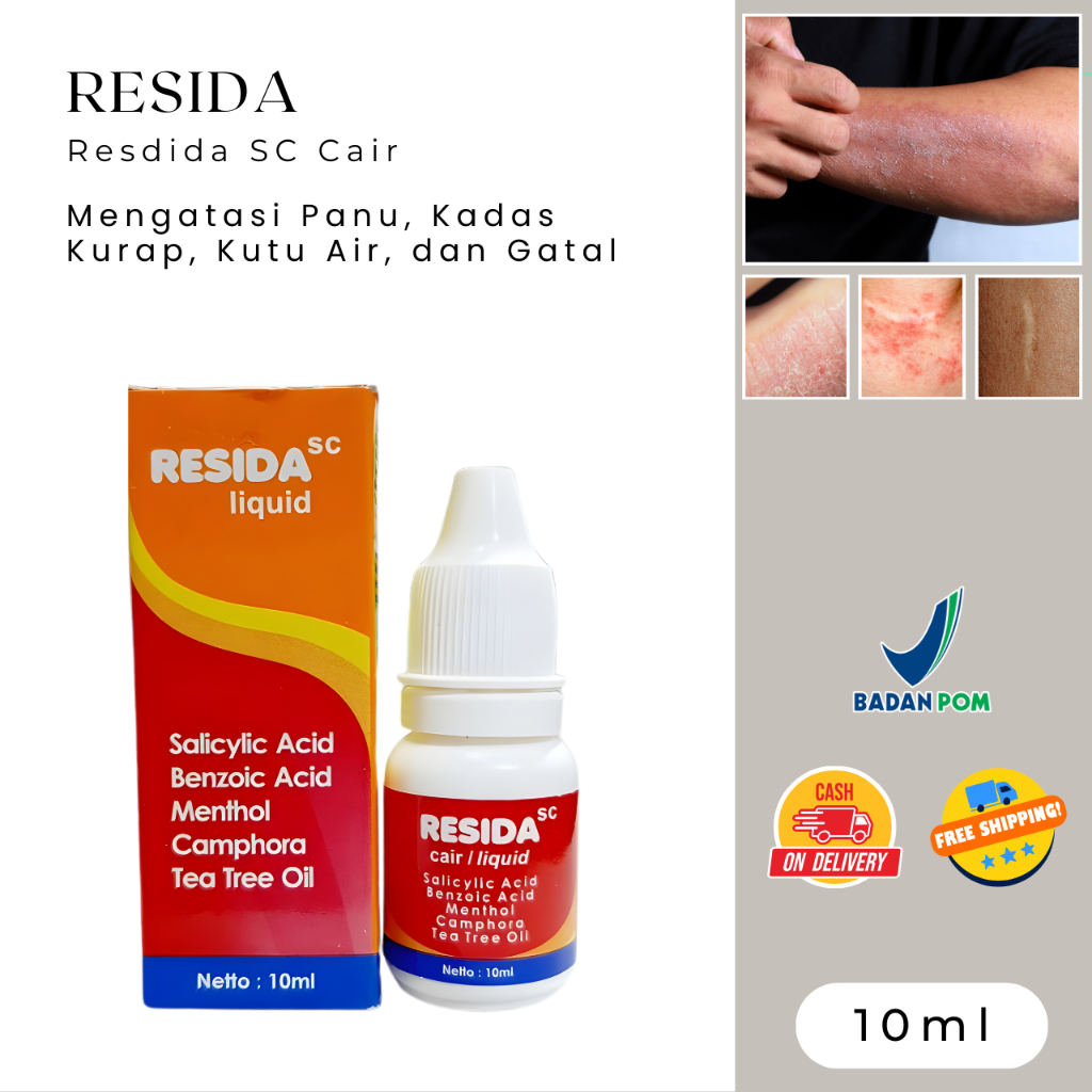 Resida Cair - Obat Cair Ampuh Atasi Kadas Kurap Gatal-Gatal pada Kulit BPOM 10ml
