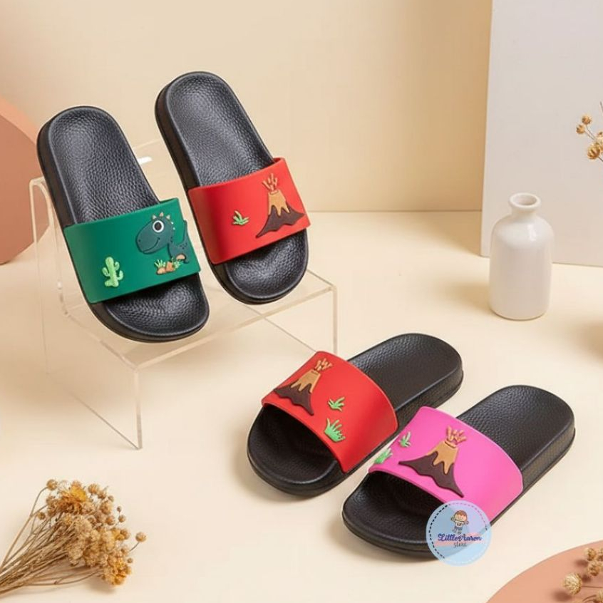 CUCI GUDANG SALE 5.5 littleaaron -    SANDAL DINO VOLCANIC Sandal Anak Selop Karet sandal anak  lucu