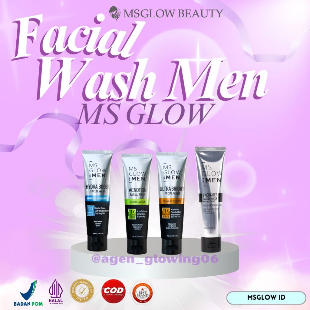Sabun wajah pria MS Glow for men - mencerahkan ,membersihkan wajah/facial wash ms glow for men