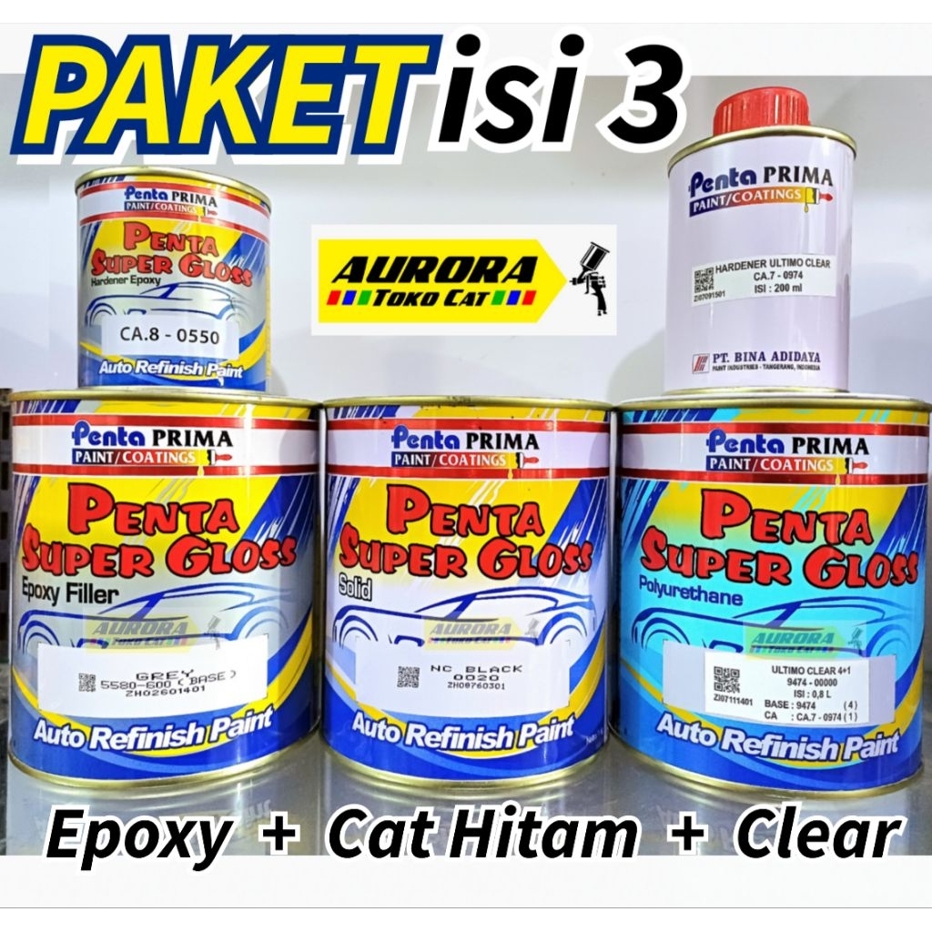 PAKET PENTA KILOAN EPOXY + CAT HITAM + CLEAR