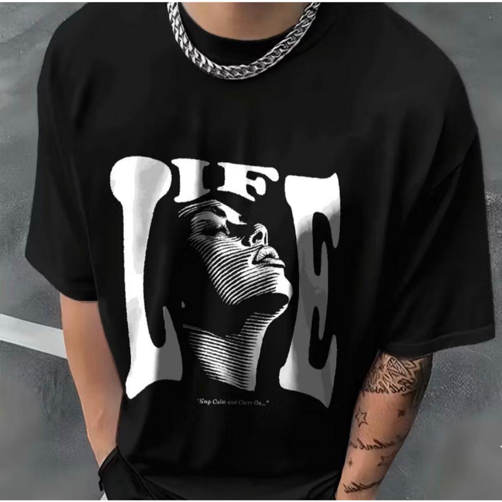 Kaos LIFE Regular Fit Cotton Baju Pria dan Wanita Lengan Pendek Atasan Tshirt Distro