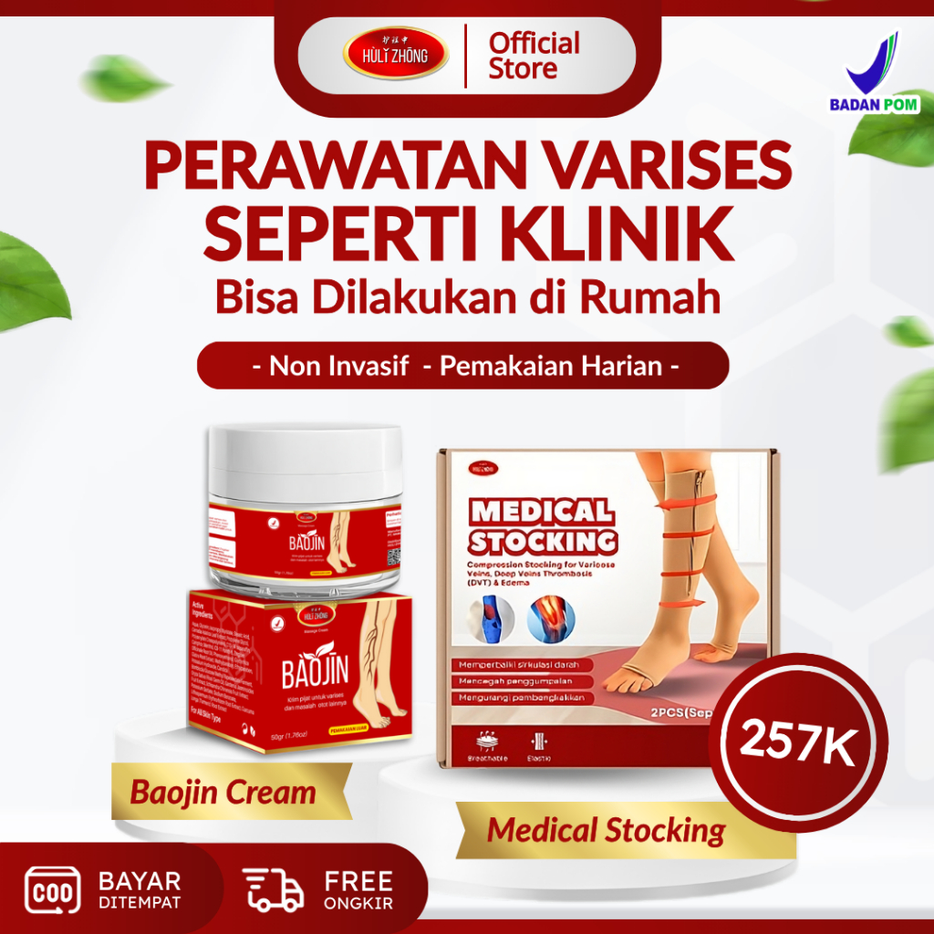 Huli Zhong Baojin Cream X Medical Stocking Varises | Herbal Varises Menyamarkan Varises Kaos Kaki Va