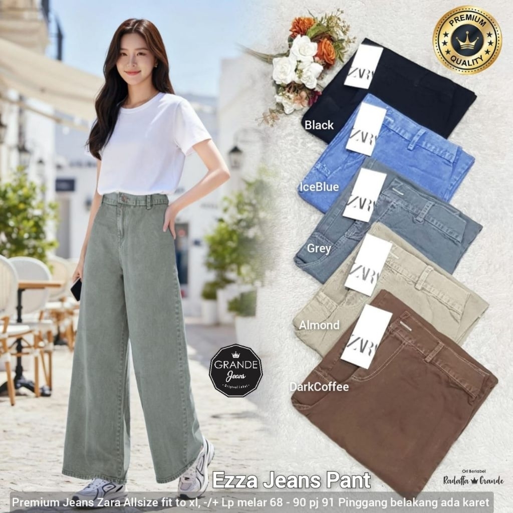 Celana Jeans Oversize Wanita - Ezza Premium Wide Leg Jeans Wanita All Size Fit XL – Celana Jeans Cas