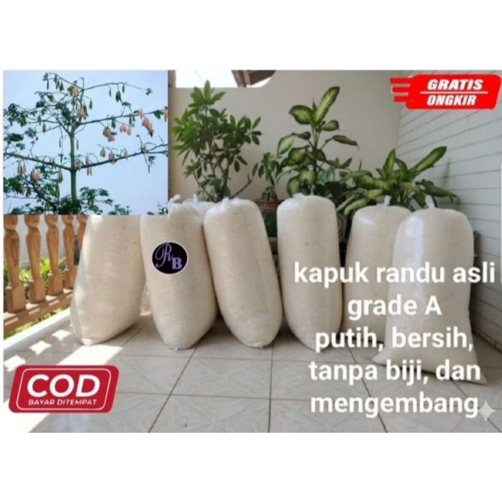 Kapuk randu asli tanpa biji paket 5kg,3kg,2kg,1kg