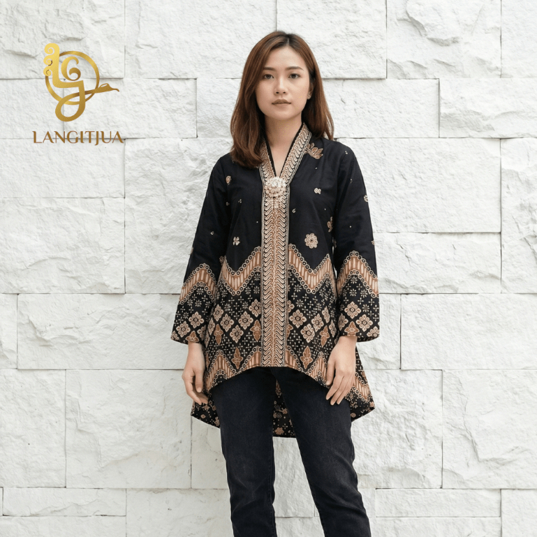 LANGITJUA - Pelangiku 02 Tunik Batik Jumbo Model Pinguin Busui friendly | Baju Batik Over Size LD 12