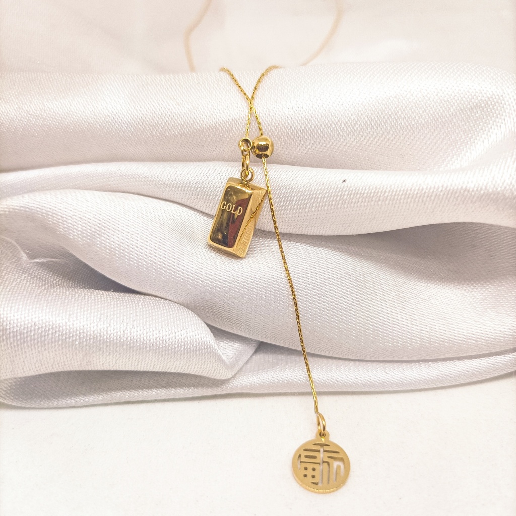 Kalung liontin serbaguna berlapis emas 24 karat, desain unik, berbentuk batang emas mawar dan berhia