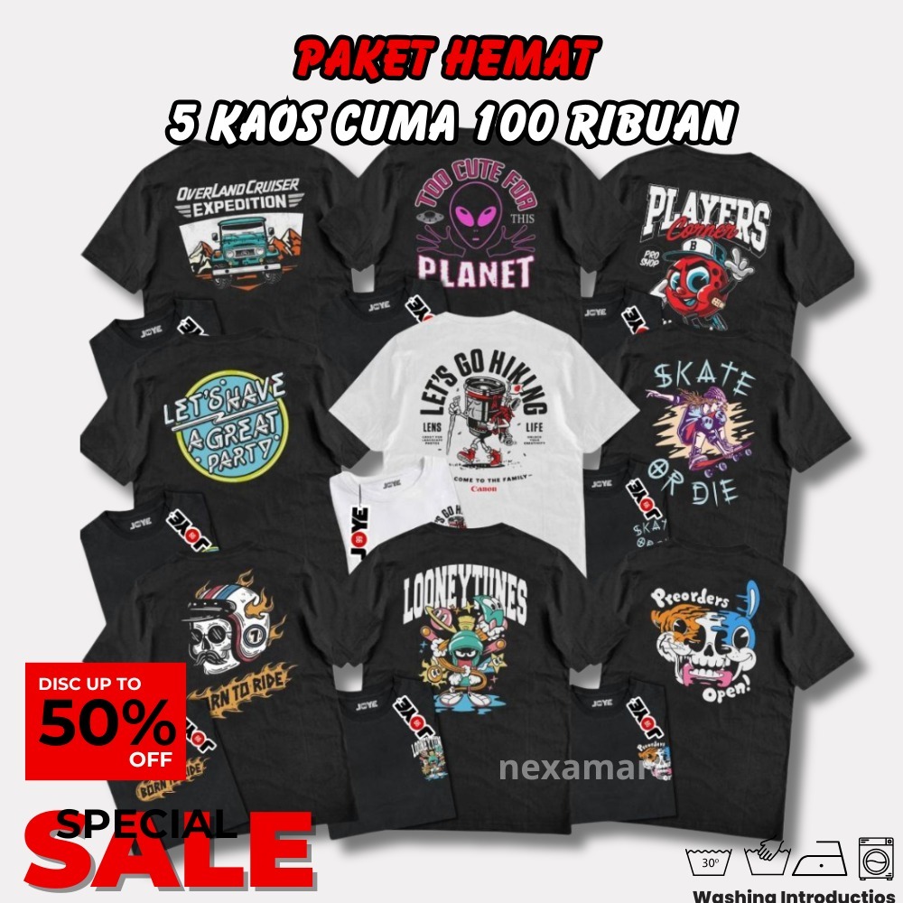 PROMO KAOS 5 KAOS DISTRO 100RIBU | KAOS DISTRO | KAOS DEWASA | KAOS PROMO