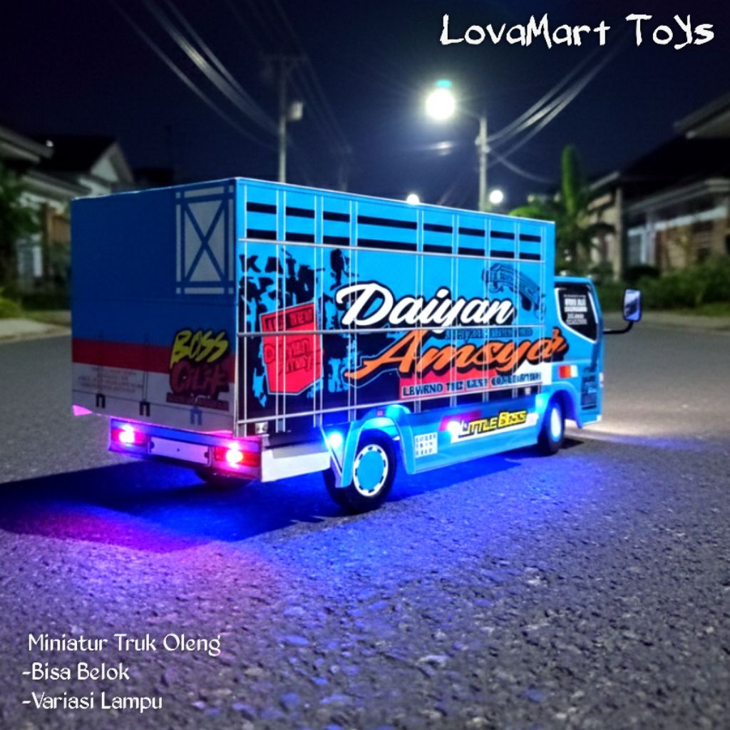 MINIATUR TRUK OLENG PVC BISA BELOK DAN VARIASI LAMPU, MOBIL TREK OLENG