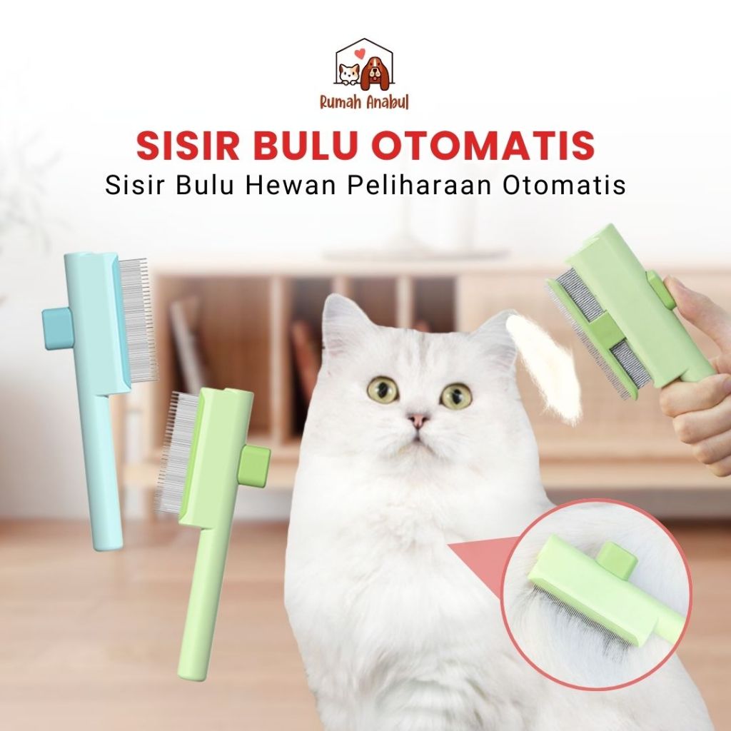 Sisir Bulu Kucing Otomatis - Sisir Kucing Bulu Rontok - Sisir Kutu Kucing Otomatis dan Praktis - Sis