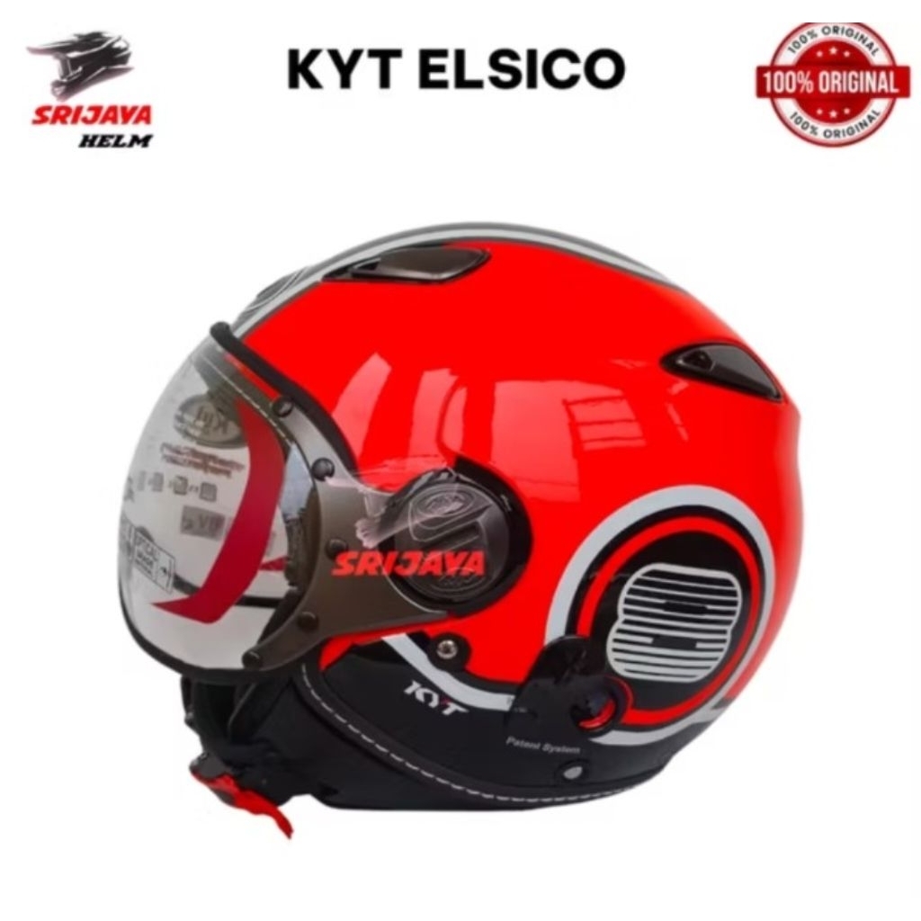 HELM KYT ELSICO #1RED FLUO PULL WARNA