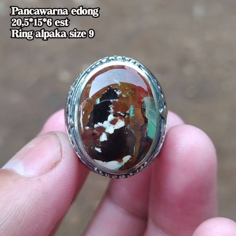 (BISA COD) Cincin Batu Akik Pancawarna Garut Asli Edong