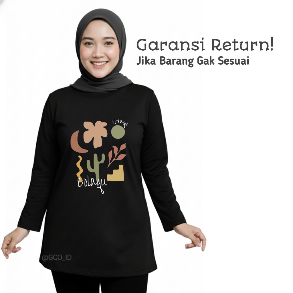 Zolaqu Original Official Lengan Panjang Terbaru 2026 M-L-XL-XXL Hitam Motif Sablon Oversize Wanita