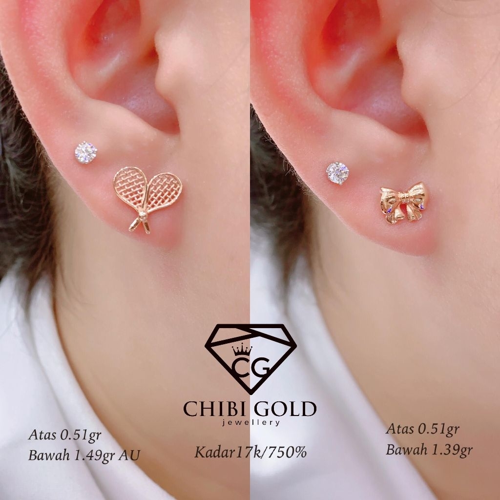 CHIBI GOLD - Anting Anting emas 750 kadar 17k