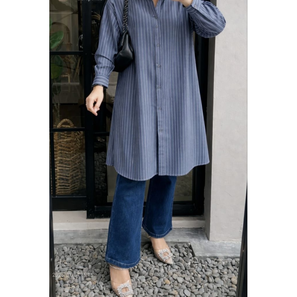 tunik rayon salur denim