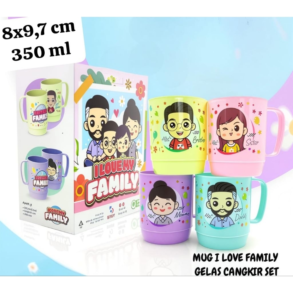 MUG SET FAMILY/CANGKIR SET FAMILY/GELAS PLASTIK