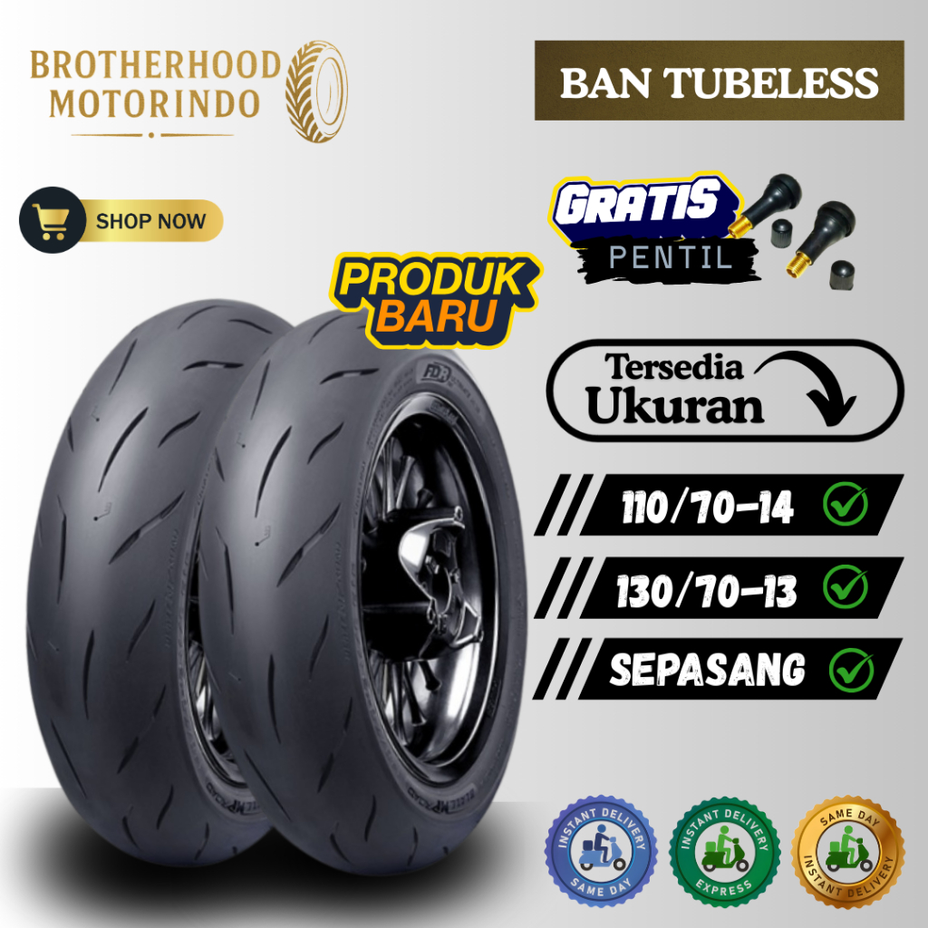 (PAKET SEPASANG) BAN FDR FDR BLAZE MP ROAD (110/70-14 / 130/70-13) BAN TUBBELES RING 14 / BAN TUBLES
