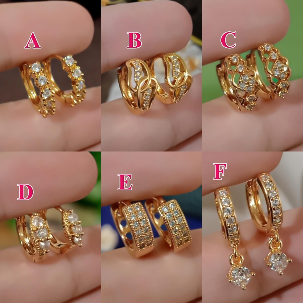 [kenten] anting jepit permata simple mewah xuping korea