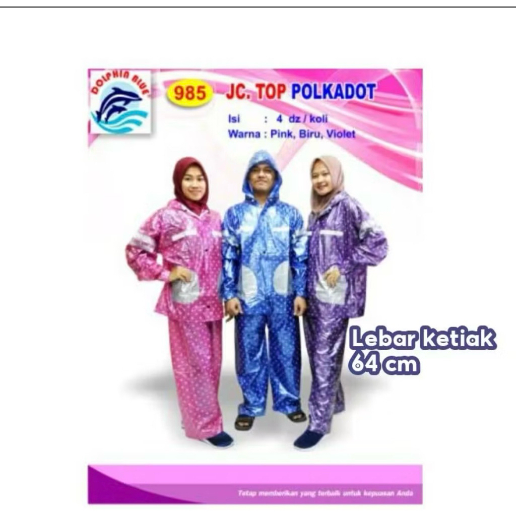 Jas Hujan Jaket Celana Polkadot | Jas Hujan Ponco Kelelawar | Mantol Jaket Celana | Mantol Ponco Len