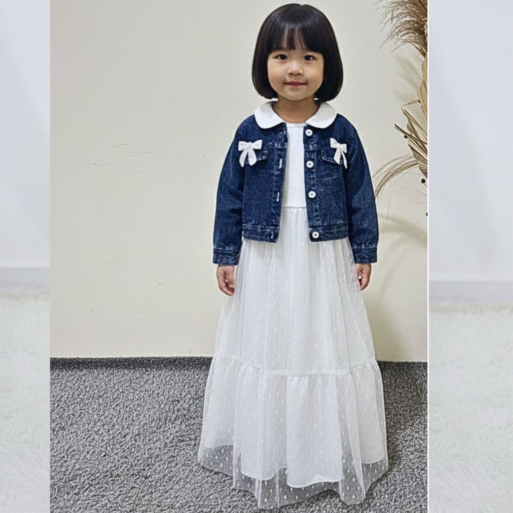 Dress Anak Perempuan Import Korean Style Usia 3 - 10 Tahun Gamis Anak Perempuan Lengan Panjang Gamis