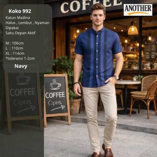 Koko 992 Kemeja Koko Pria Lengan Pendek Original ANOTHER Bahan Katun Madina Halus Lembut Nyaman Dipa