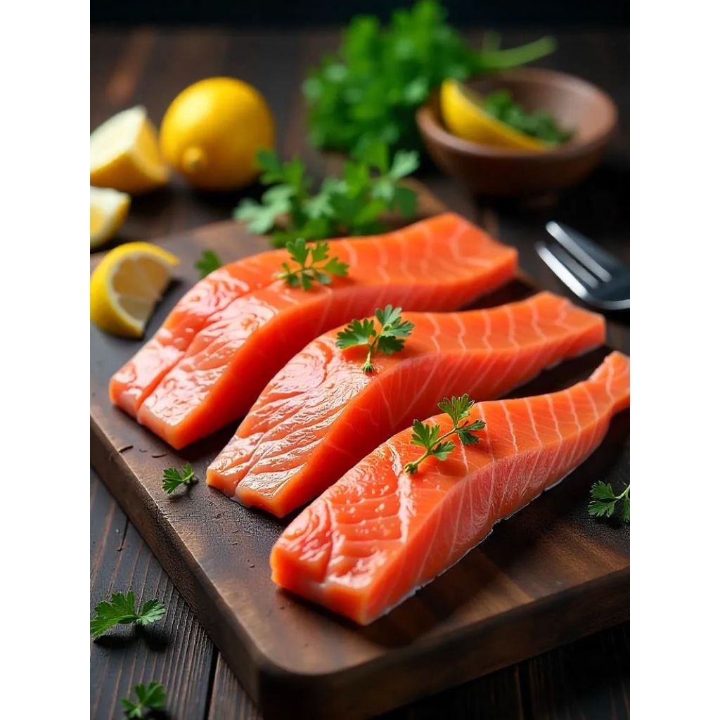 IKAN SALMON FILLET / PREMIUM SALMON / IKAN SEGAR / SALMON FRESH FROZEN / SALMON MPASI ANAK