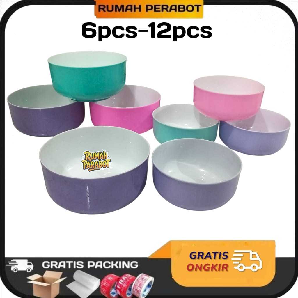 [6PCS-12PCS] Mangkuk Bulat Plastik Saffron Plast Mangkok Makan Warna Tempat Sajian Makanan