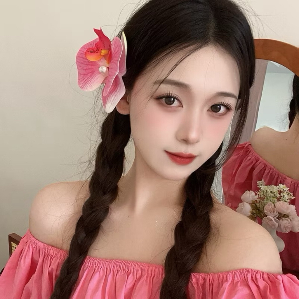 Jepit Rambut Aksesoris Orchid Hair Clip Hiasan Fashion Bunga Anggrek Jepit Hias Kerudung Kekinian