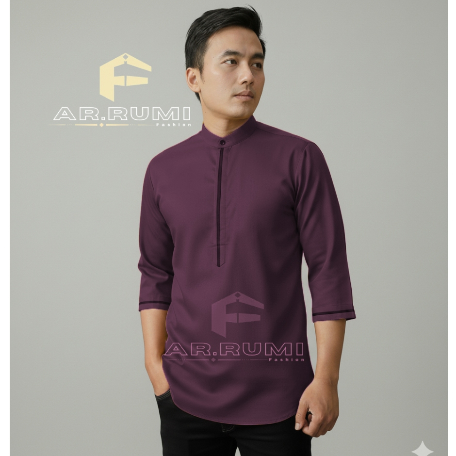 KOKO KURTA PAKISTAN Baju Koko Kurta Pria Lengan 34 Bahan Katun Toyobo Lembut Adem Warna Navy Hitam O