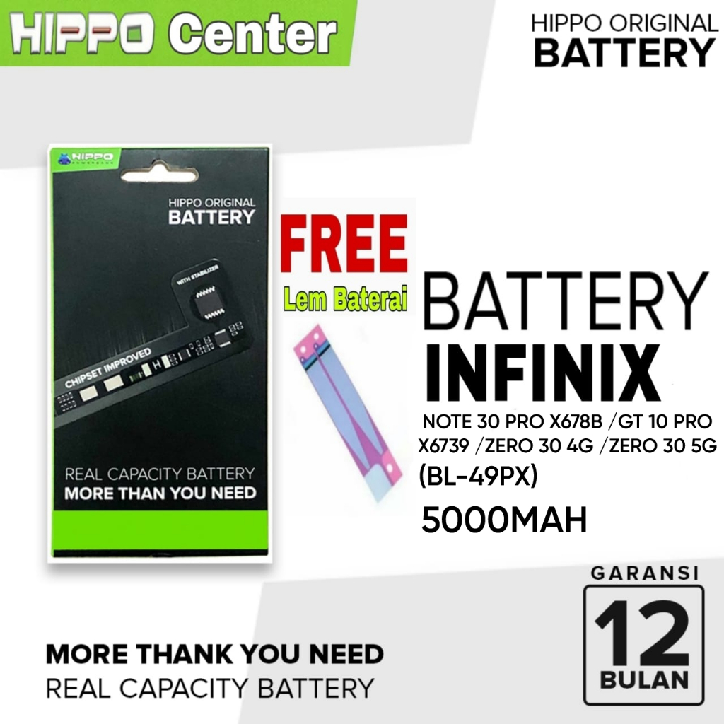 Hippo Baterai INFINIX NOTE 30 PRO X67B / GT 10 PRO X6739 / ZERO 30 4G / ZERO 30 5G 5000MAH Kode Bate
