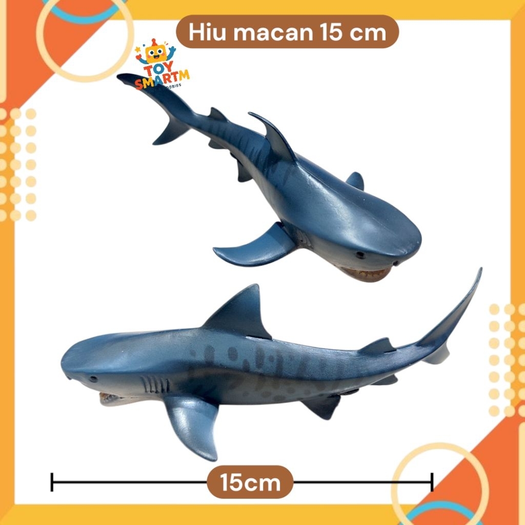 Figure hiu Tiger Shark 15cm Hiu Macan Mainan Hewan laut Paus hiu Shark