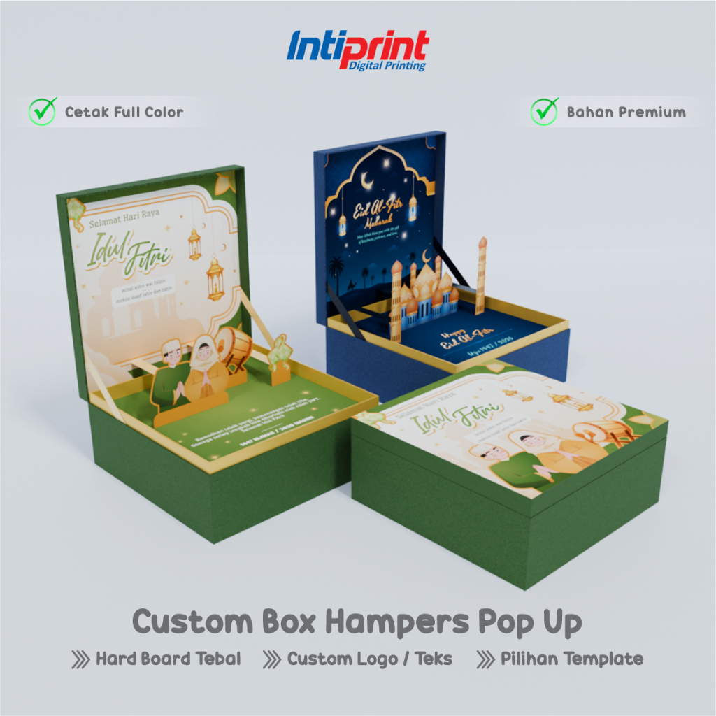 Box Hampers Pop Up Idul Fitri Custom - Kotak Kue Lebaran, Packaging Hard Box Premium / Box Kue Lapis