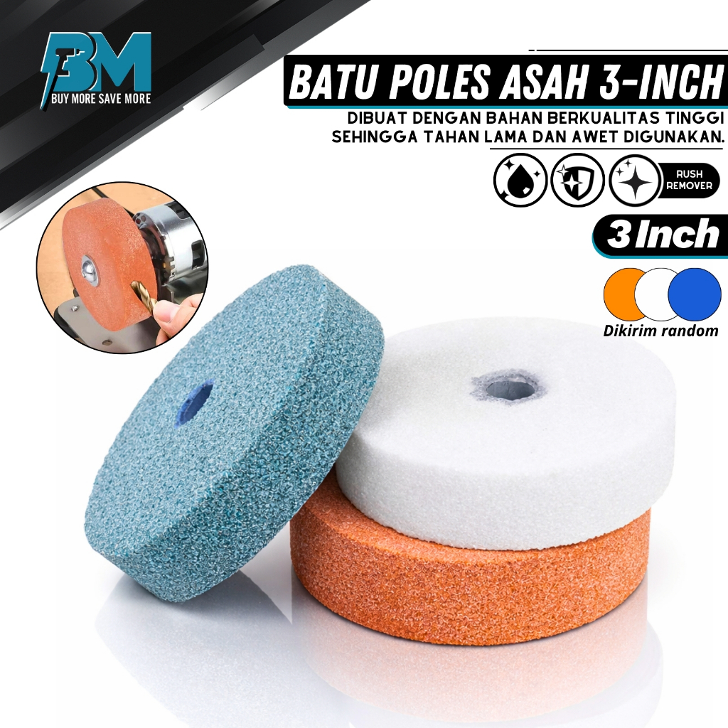 Batu Cakram Gerinda Asahan Penggiling Logam Poles Mini Grinder Batu Asah 3 Inch
