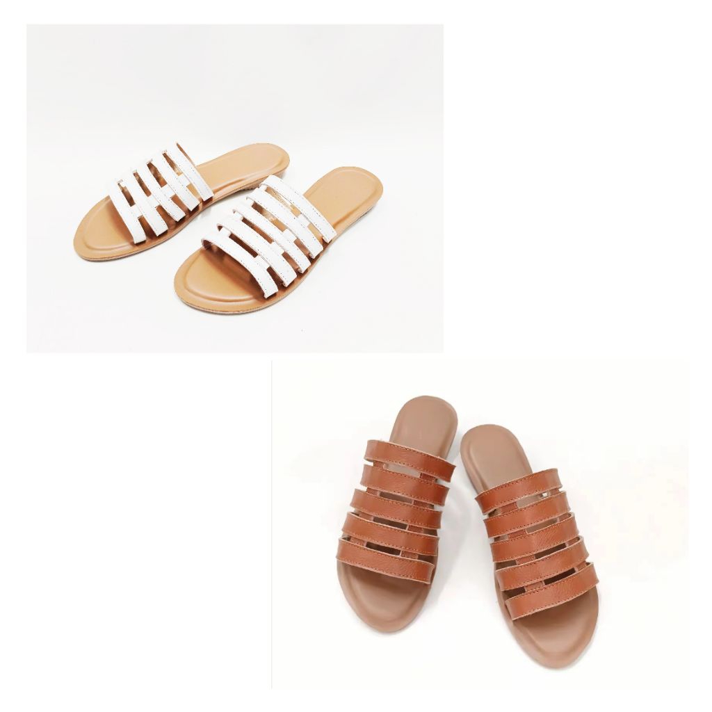 Sandal Kulit Asli Wanita Flat Kulit Asli Original