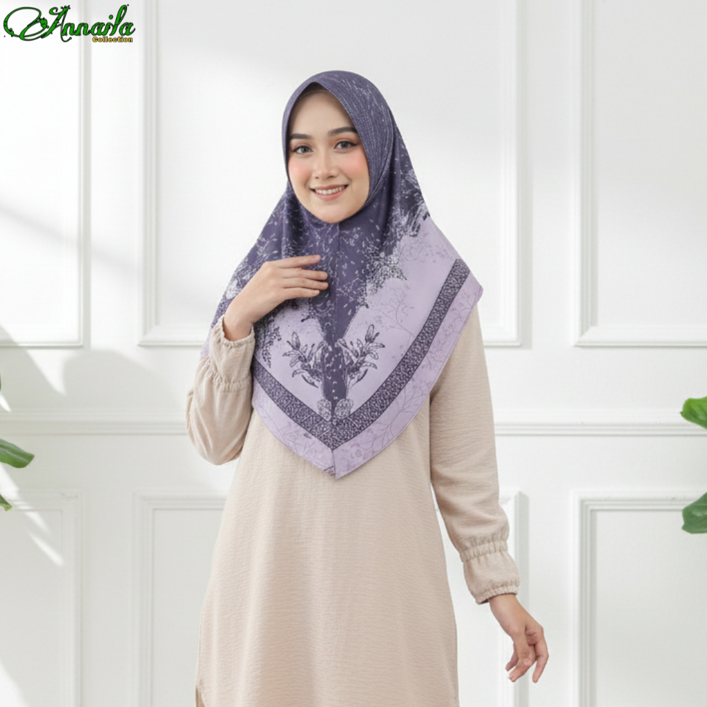 Bergo Hijab Instan Jilbab Bergo Jersey Premium Kerudung Motif Bunga Aziza
