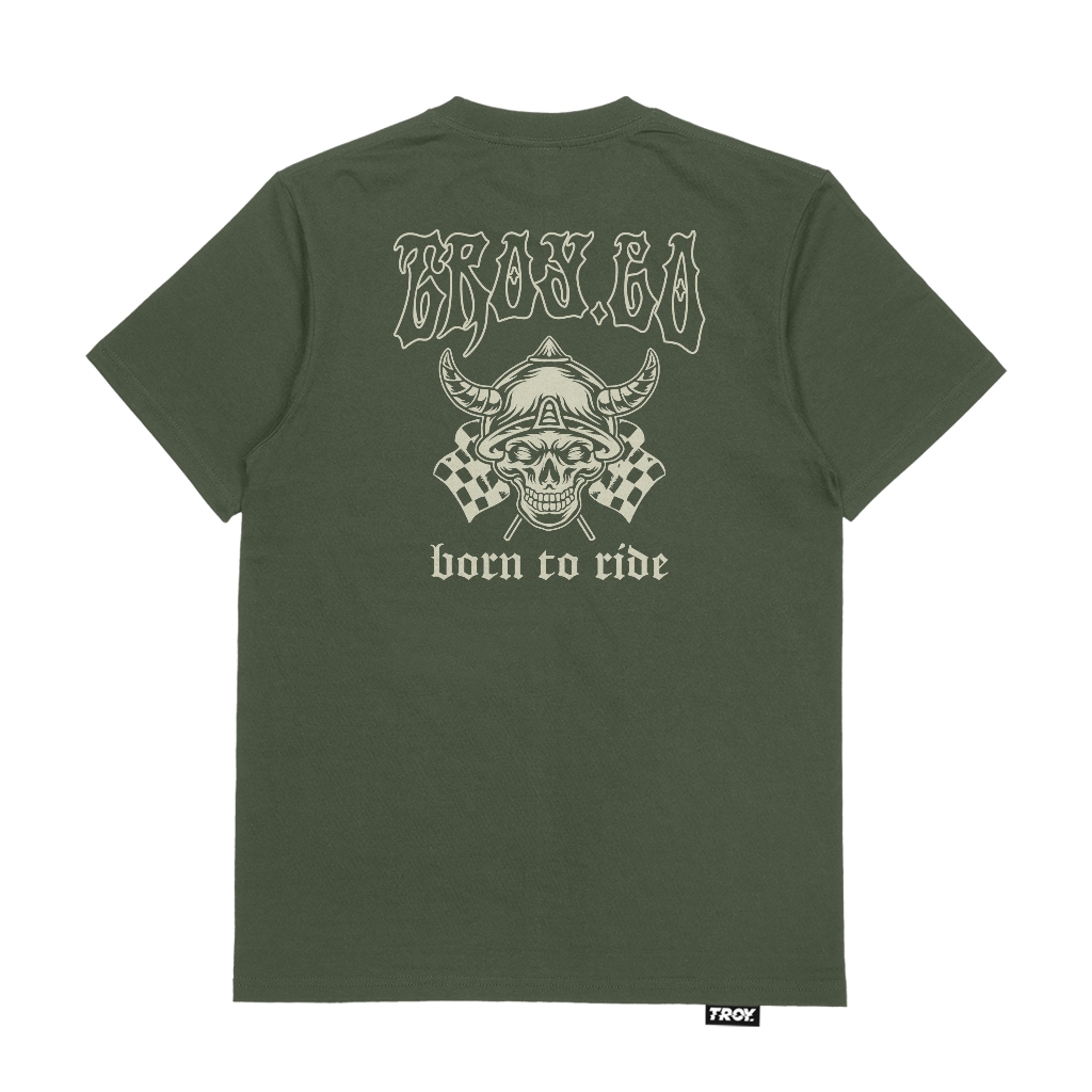 Troy Company Tshirt Army Green Born to Ride - Kaos Lengan Pendek Kaos Hijau Army MTD 3523