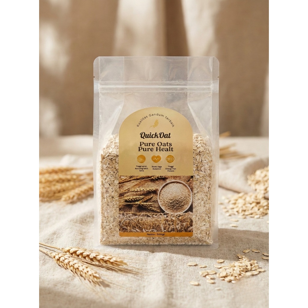 Quick Oat bran Oat Halus Makanan Cepat Saji Praktis Oat Mengenyangkan 100% halal Kemasan 500G