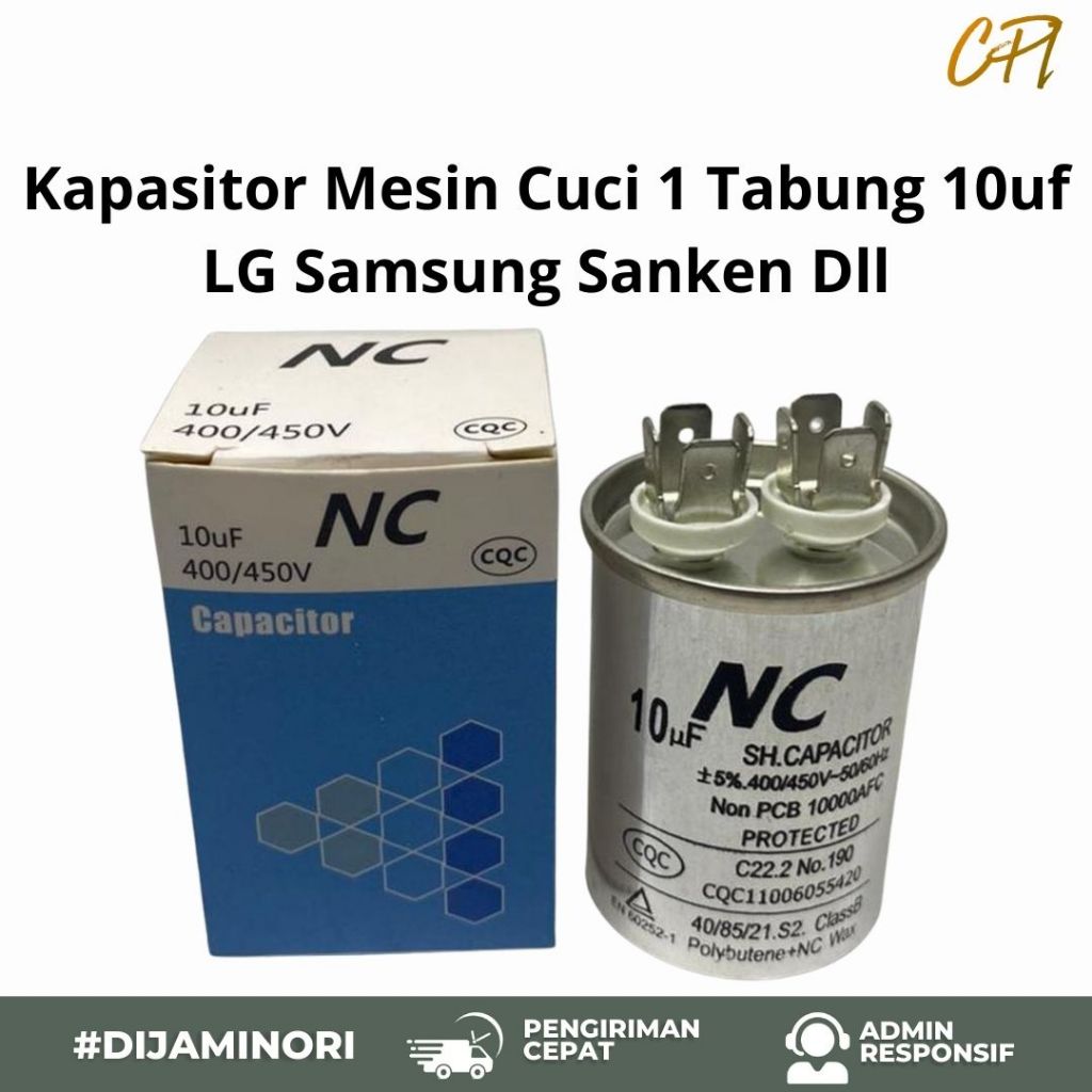 Kapasitor Mesin Cuci 1 Tabung 10uf LG
