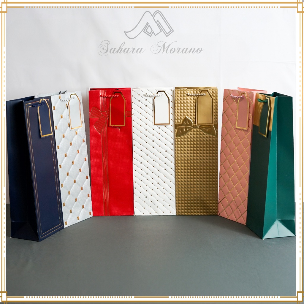 [PREMIUM] Paper Bag Botol Emboss Bottle Bag Tas Hadiah Hampers Goodie Bag Tas Souvenir Botol
