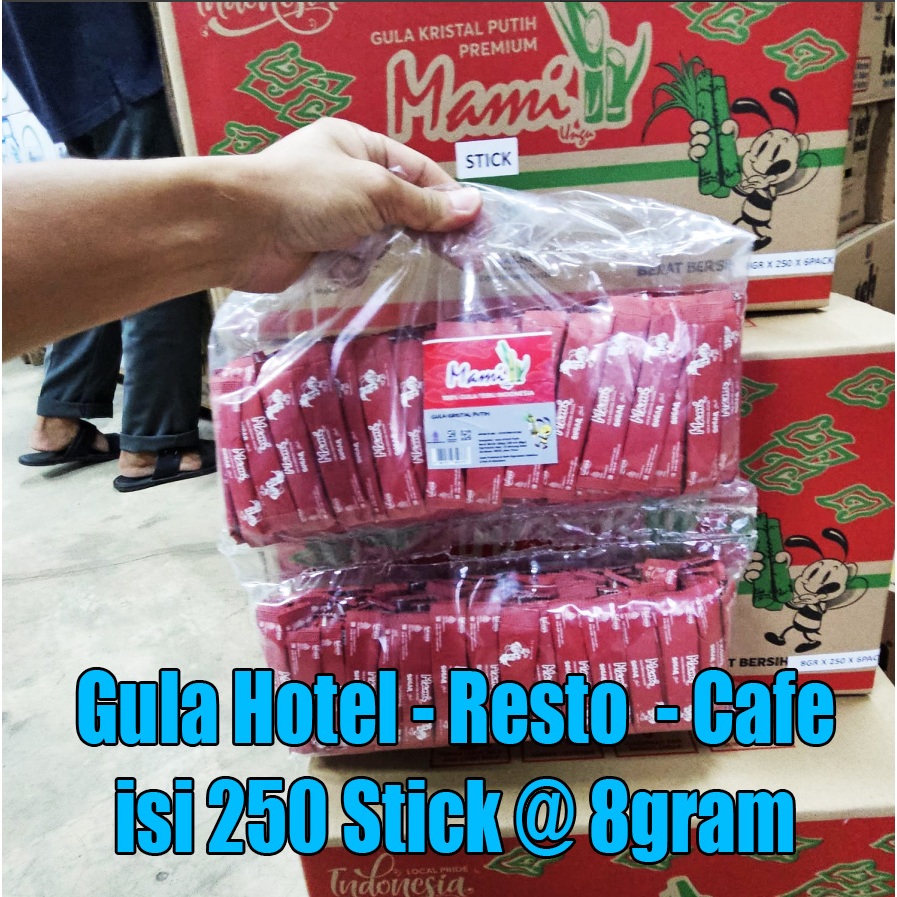 GULA STICK 250*8GR - GULA MAMI STIK ISI 250 PCS MINI STICK / GULA HOREKA ( HOTEL RESTAURAN CAFE )